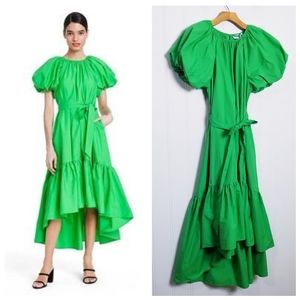 Christopher John Rogers for Target Puff Sleeve High-Low Green Dress